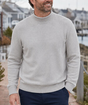 Vineyard Vines Sweater Mens XXL Gray Merino Wool Blend Mock Neck Pullover